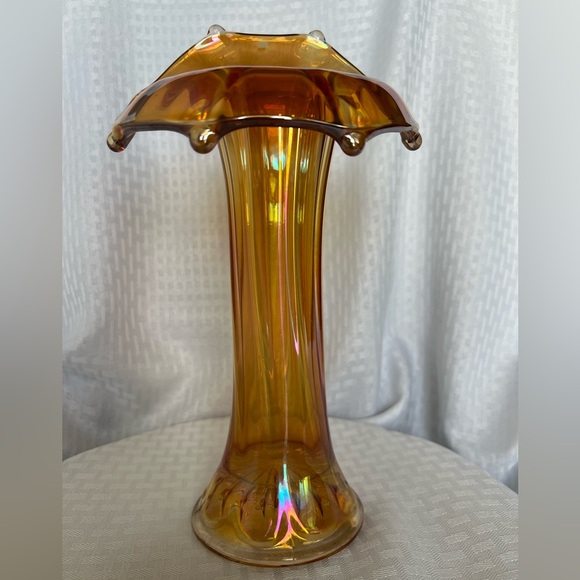 Jack in the Pulpit Marigold Morning Glory Carnival Glass Vase by Imperial Glass - Picture 3 of 16